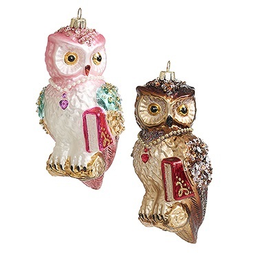 Украшение Сова "Книголюб" асс. из 2-х (стекло) 7,5х5х16 см GLT1189