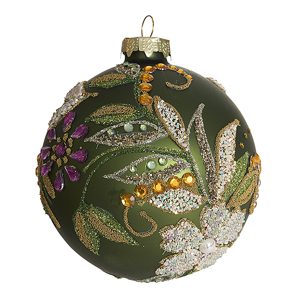 Украшение Шар "Волшебный сад" верде матовый (стекло) 10  см GY761