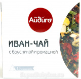 Чай Айдиго Иван-Чай Брусника и ромашка 15 пакетиков 30г Органик 
