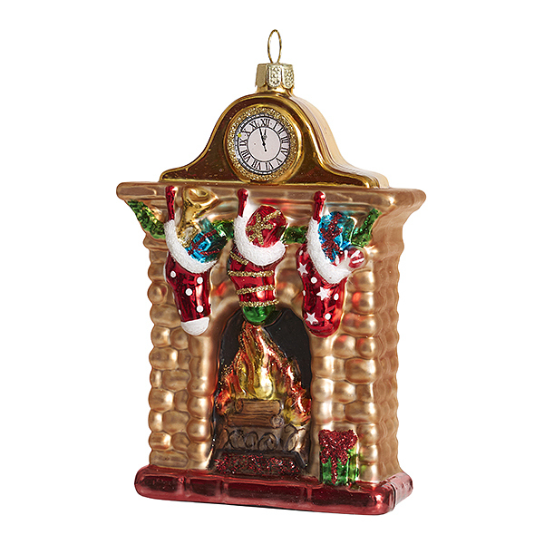 Украшение Камин "С Рождеством!" (стекло) 9х3,5х12,5 см GLT1300