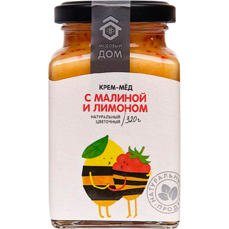 Крем-мёд МЕДОВЫЙ ДОМ натур. цветочный малина+лимон 320г стекло