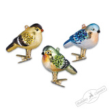 Украшение Птичка робин на клипе, асс. из 3-х (стекло) 7,5х4х7 см СLT156