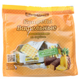 Конфеты вафельные Петродиет на сорбите с ароматом ананаса 100г