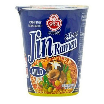 Лапша Jin Ramen Mild  Ottogi  Джин неострый вкус 65г стакан