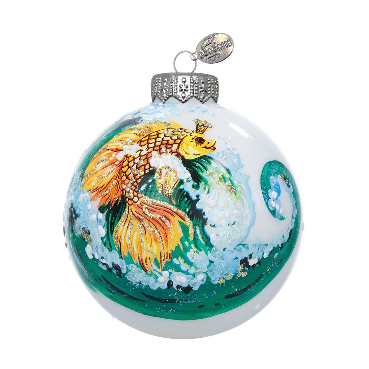 Украшение Шар "Золотая рыбка", 80 мм.  в п/уп.КУ-80-244053