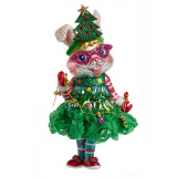 Украшение Кролик в карнавальном костюме Елочка с фонариками 6,5*6,5*15,3см(стекло) 224905