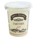 Сметана Брест-Литовская 15% 300г пл.ст.Савушкин прод.