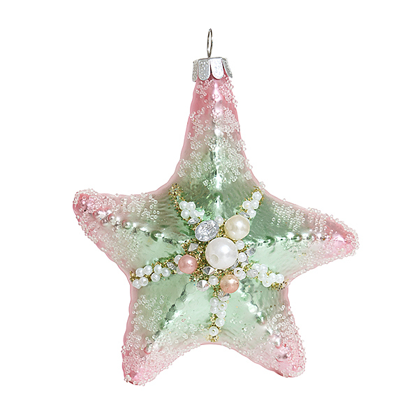 Украшение Морская звезда "Голубая лагуна" (стекло) 9х3,5х10 см GLT1213