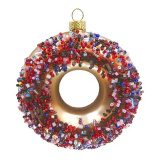 Украшение Пончик красный 9*3,5см (стекло) YQL 1376