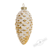 Украшение Шишка золотая заснеженная (стекло) 5х5х10,5 см  YQL1591