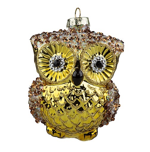 Украшение Сова золотая 7,5*6,5*10см (стекло) YQL1324