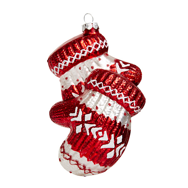 Украшение Варежки (стекло) 7,5х5х11,5см 223143
