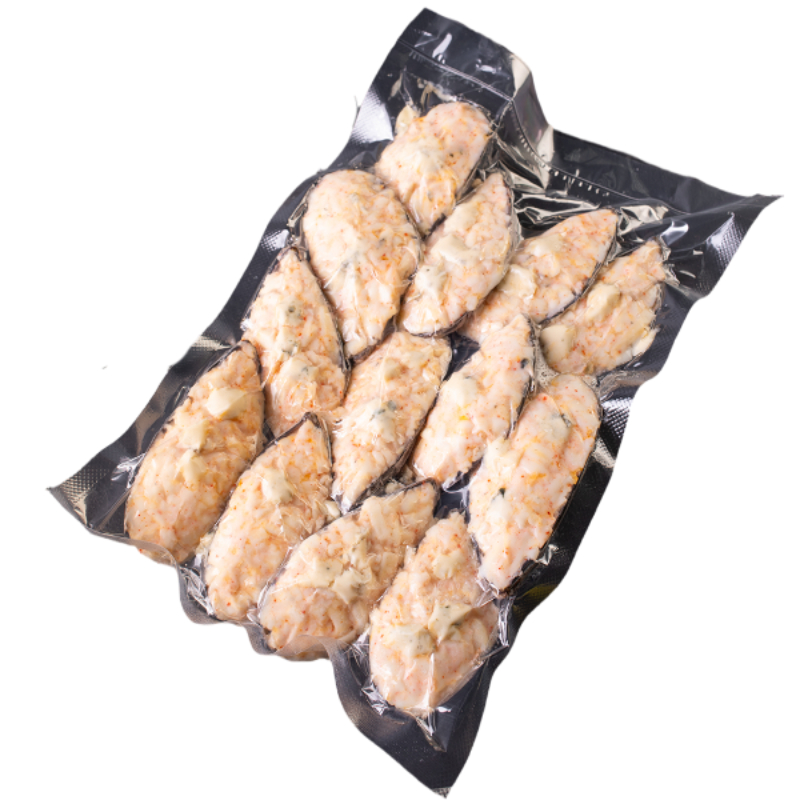 Мидии с голубым сыром и креветками кг