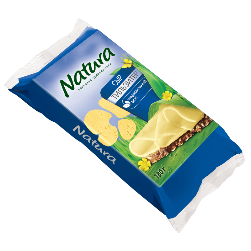 Сыр Натура Тильзитер 45% 180г фасов.