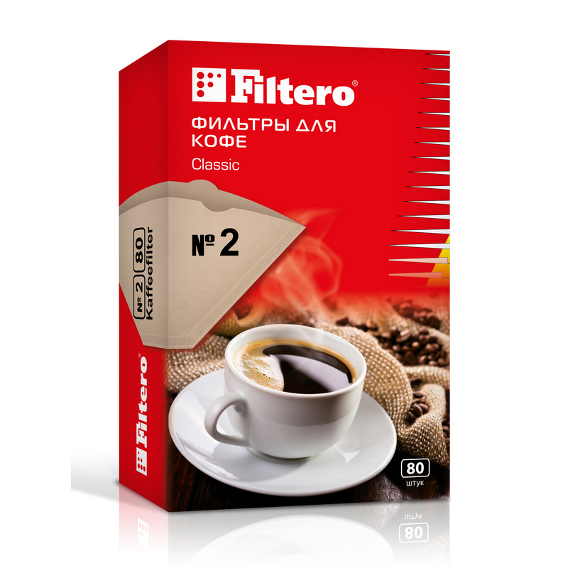 Фильтры д/кофе №2/80шт белые Filtero  арт.2/80W