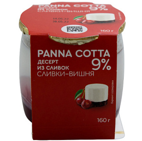 Десерт из сливок Panna-Conna 9% Сливки-вишня160г стекло