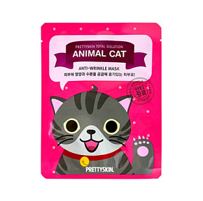 Маска д/лица Prettyskin тканевая д/лица Кошка антивозрастная 25г