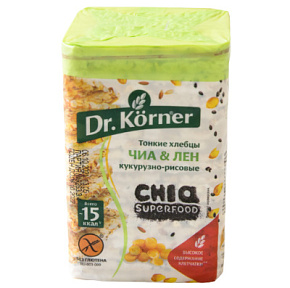Хлебцы кукурузно-рисовые с чиа и льном 100г Dr.Korner  