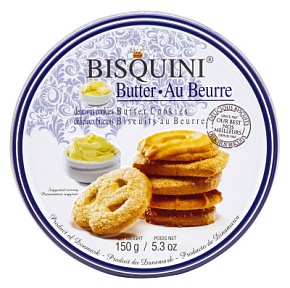 Печенье BISQUINI сливочное 26% (Butter) 150г ж/б
