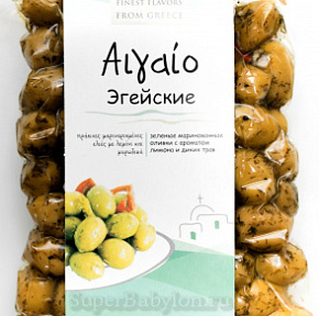 Оливки Джаст Грис Эгейские (лимон/травы) OLYMP 500г 