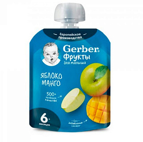 Пюре Гербер Яблоко Манго 90г ДП 