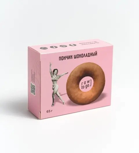 Бисквит Пончик Шоколадный 65г Rawtogo