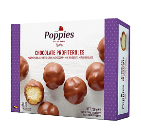 Профитроли Поппис из заварн.теста со взбитой крем.нач.покр.мол.шок.200г замороженные