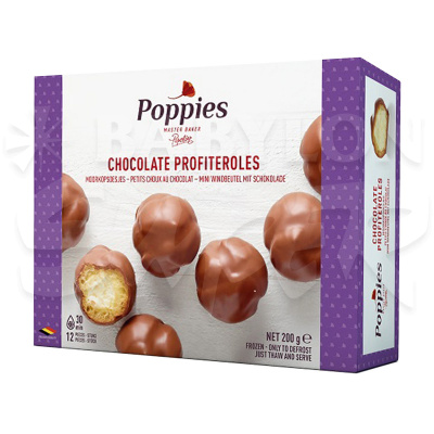 Профитроли Поппис из заварн.теста со взбитой крем.нач.покр.мол.шок.200г замороженные