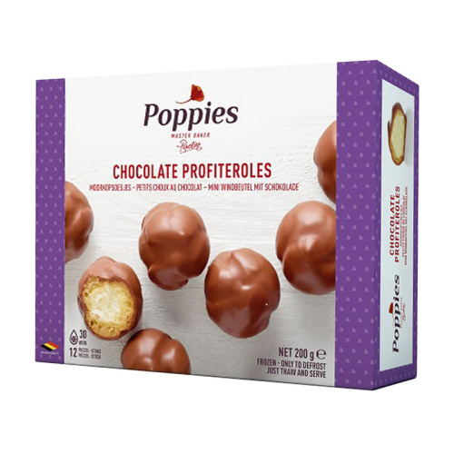 Профитроли Поппис из заварн.теста со взбитой крем.нач.покр.мол.шок.200г замороженные