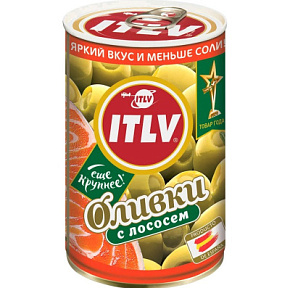 Оливки зеленые с лососем ITLV 314мл ж/б 