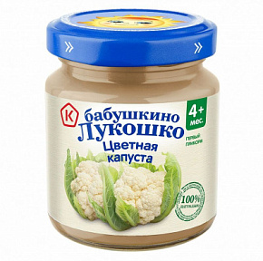 Пюре Цветная капуста 100г Бабушкино Лукошко  Пюре Цветная капуста 100г Бабушкино Лукошко