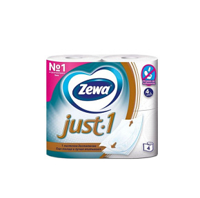 Туал.бумага Зева Джаст 1, 4-х слойная 4шт Б/Ц МАЛЫЙ