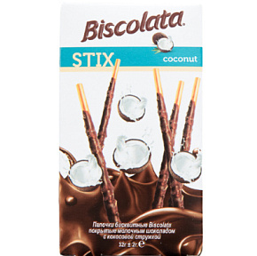 Бисквит палочки в мол. шок. с кокосовой стружкой 32г Biscolata Stix