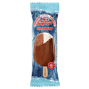 Мороженое двухслойное пломбир ваниль/шок. Эскимо 15% 80г